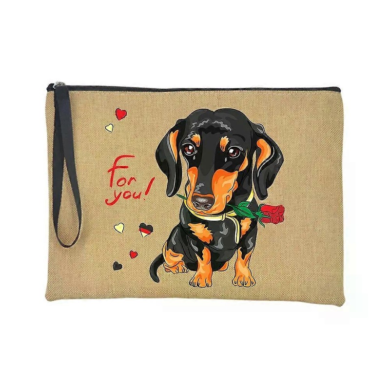Women’S Cosmetic Bags Short Legs But Big Attitude Dachshund Dog Print Zipper Toiletry Organizer Clutch Pouch Makeup Bag Travel