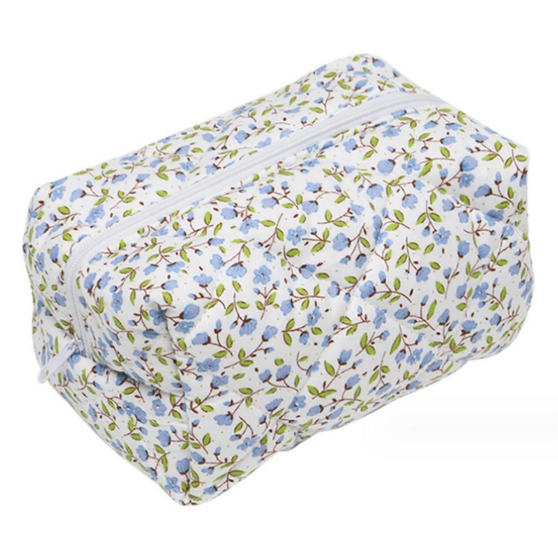 1/2 Pcs Cosmetic Bag Flower Print Zipper Closure Large Capacity Portable Lipstick Lotion Earphone Keys Makeup Brush Storage Pouch Travel Business Trip