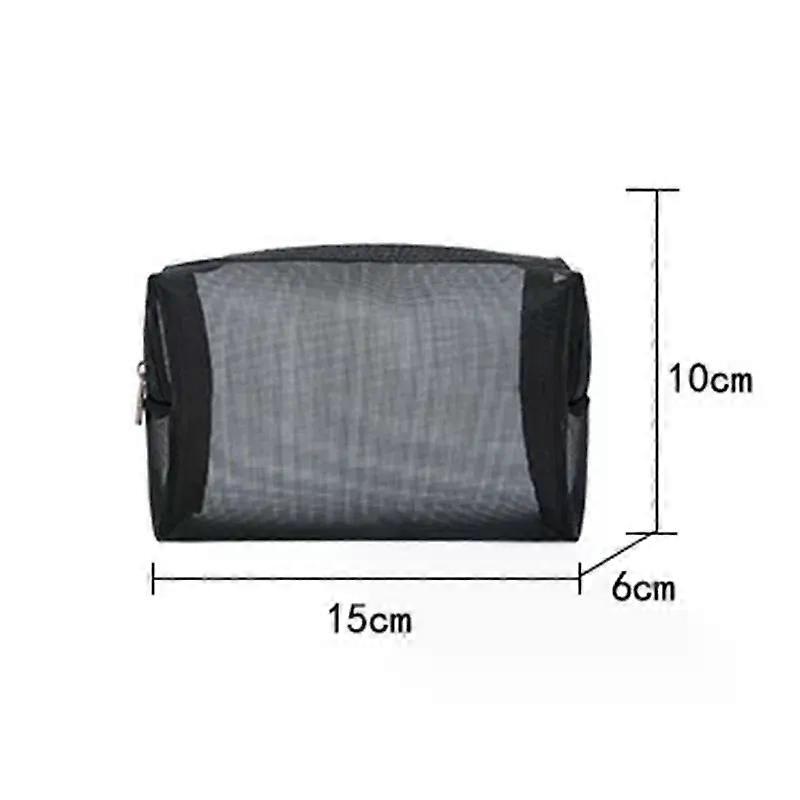 1Pc Women Cosmetic Bag Black Transparent Mesh Make Up Bags Fashion Small Large Black Toiletry Makeup Organizer Bags Beauty Case