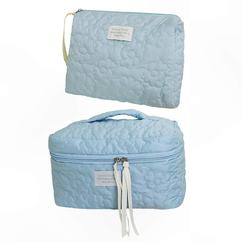 2-Pack Cotton Cosmetic Bags with Zipper, Large Capacity Travel Toiletry Organizers for Women