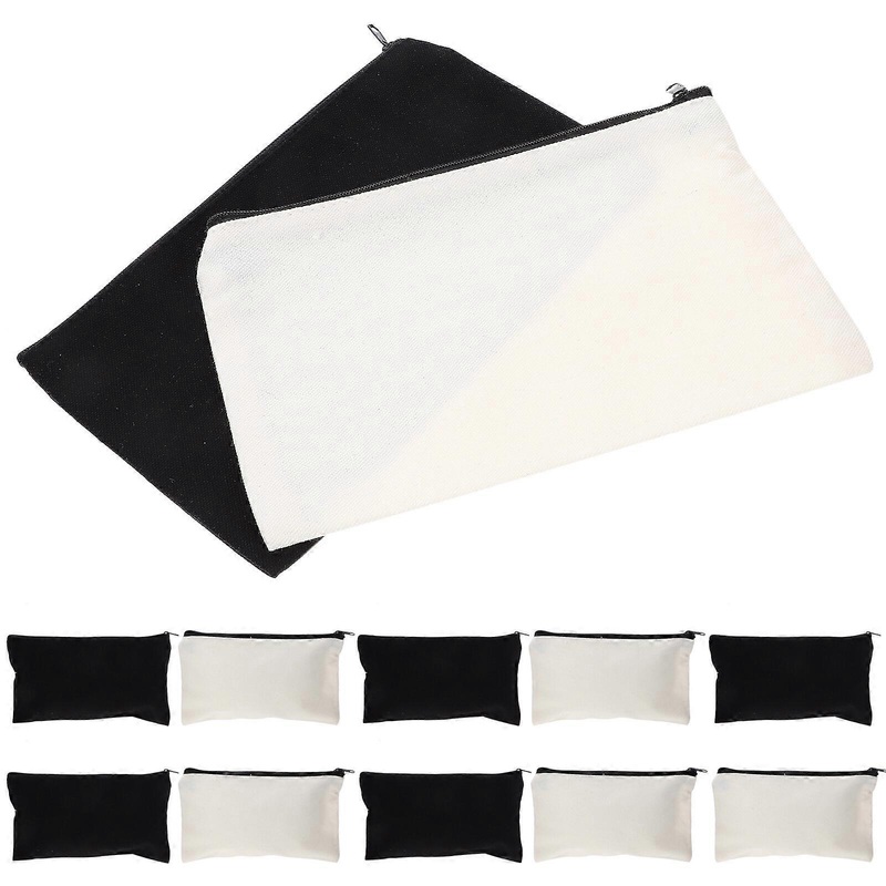 12Pcs Blank Pencil Bag DIY Canvas Zipper Bag Heat Transfer Makeup Cosmetic Pouch Toiletry Bag