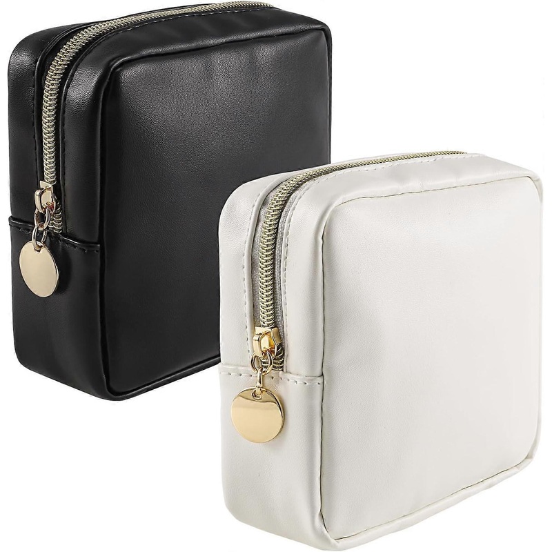 2 Packs Small Makeup Bag, Portable Travel Toiletry Bag PU Leather Makeup Pouch for Women Girls Makeup Storage Bag Cosmetics Makeup Bag