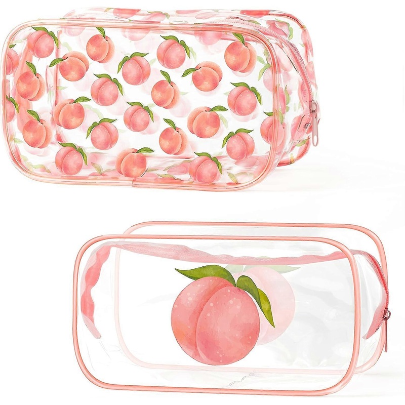 2Pcs Clear Toiletry Bag PVC Cosmetic Bag Waterproof Makeup Bag Transparent Zipper Pouch Travel Storage Organizer Vacation Bathroom Supplies