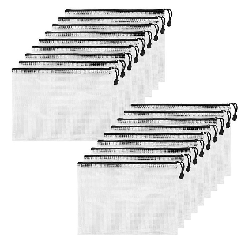 18 Pack Mesh Zipper Pouch Document Bag 4A Waterproof Document Pouch for School Office Supplies, Organizing Storage