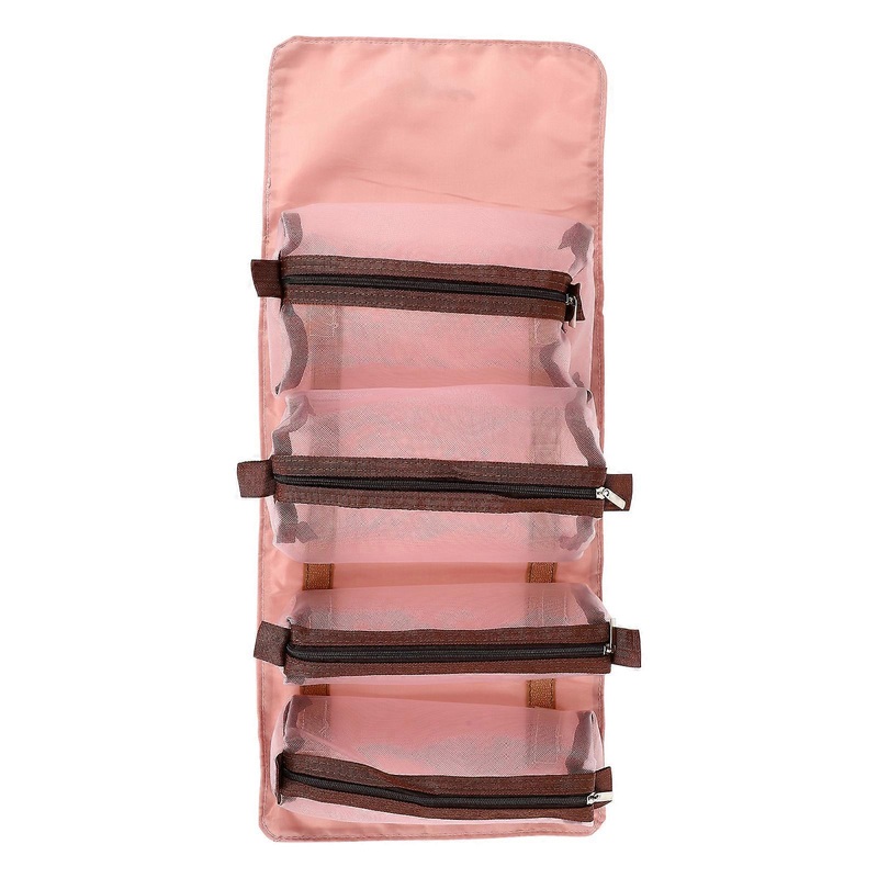 1Pc Roll Up Makeup Bag Portable Toiletry Bag 4 in 1 Cosmetic Storage Bag Pouch