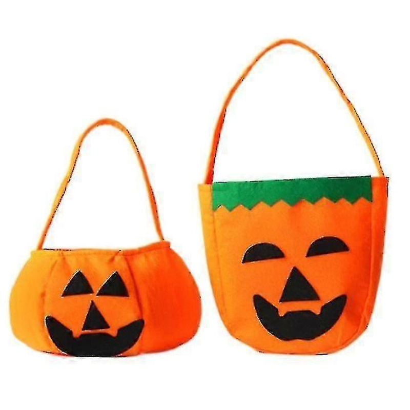 2 Pcs Halloween Pumpkin Bags Multipurpose Non-woven Candy Bags For Halloween Cosmetics, Costumes And