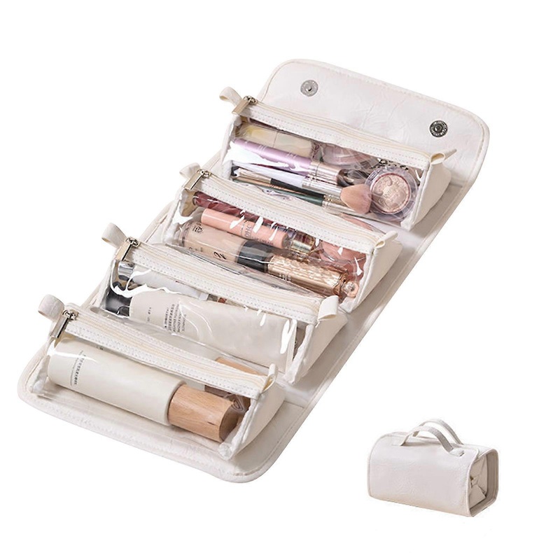 Waterproof Travel Toiletry Bag 4 Detachable Clear Compartment Leather Waterproof Cosmetic Bag Detachable 4 in 1 Hot