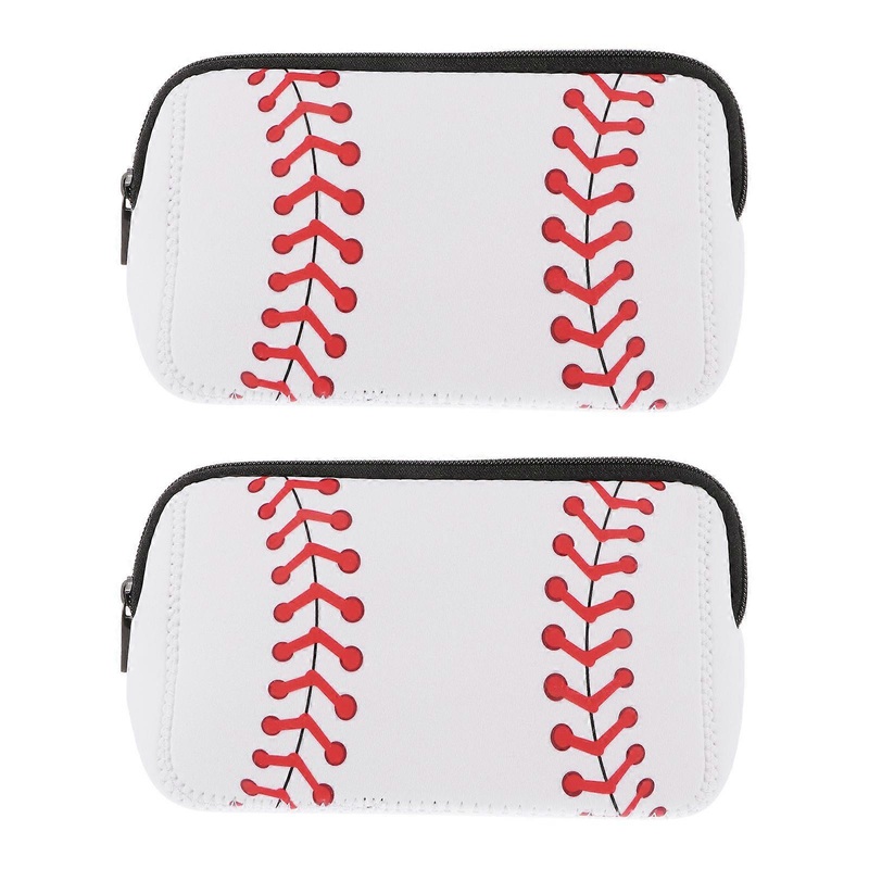 White Baseball Printed Makeup Pouches for Travel Cosmetics 6Pcs