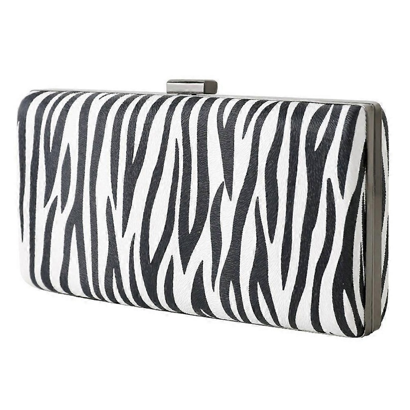 ZebraStripe Evening Bag Fashion PU Handbag for Party Decoration Black Portable Storage