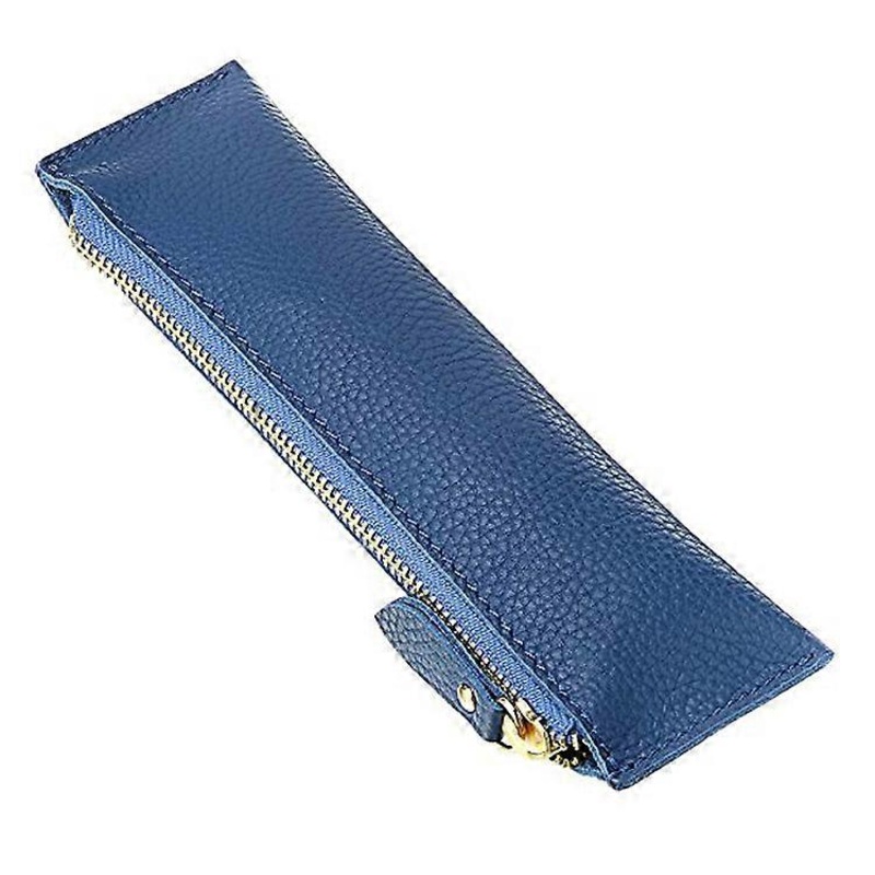 1pc Vintage Soft Genuine Leather Pencil Pen Case Pouch Retro Stationery Bag Holder Organizer Storage for Students Businessmen
