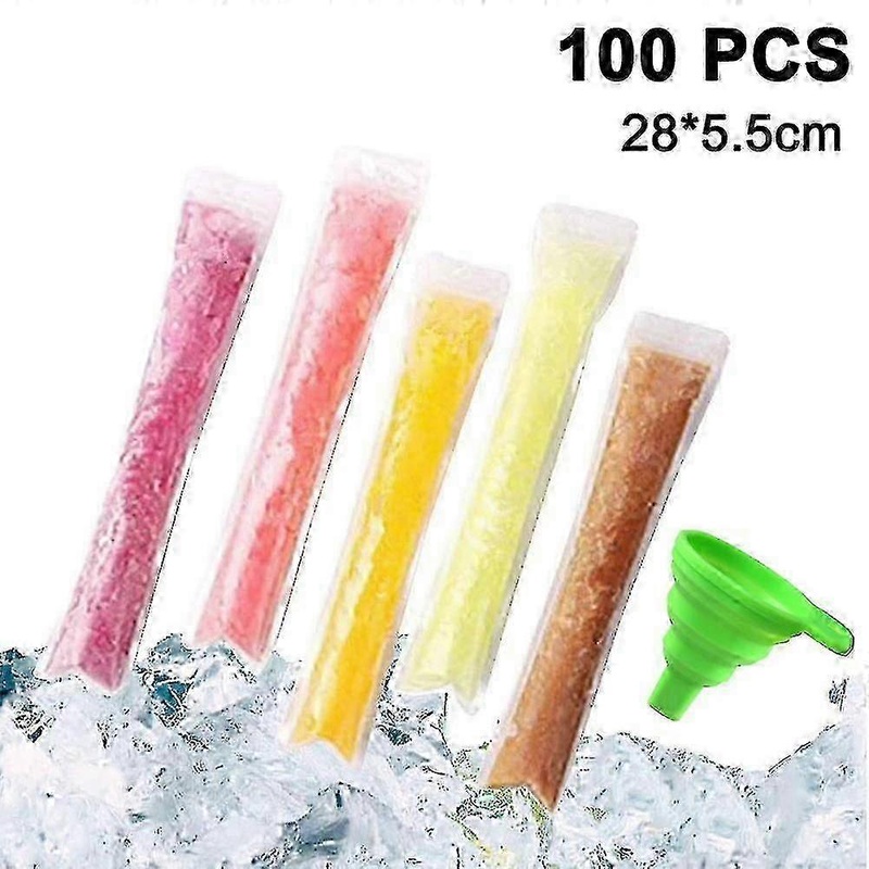 100 Pcs Popsicle Pouches Popsicle Bags With Funnel Self-sealing Popsicle Bags For Snacks Yogurt Juice Fruit 2025