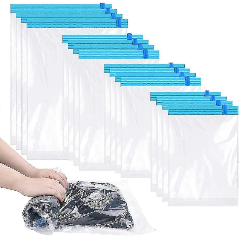 16 Pack Roll Up Storage Bags for Travel, Compression Bags4 Size (35×50, 40×50, 40×60, 50×70 CM)