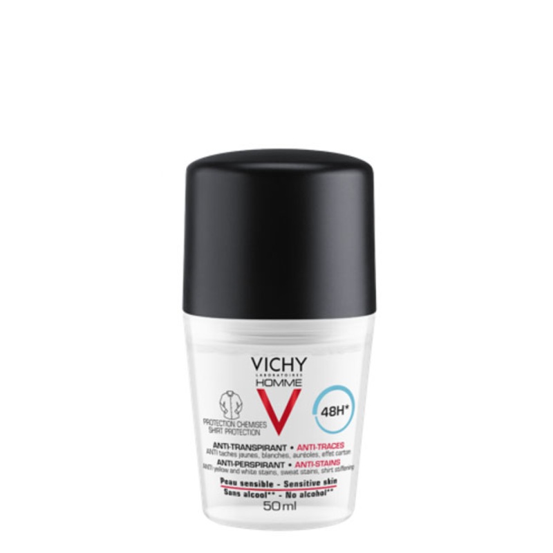 Vichy Homme Anti-Stains Sensitive Skin 48h Roll-On Deodorant 50ml