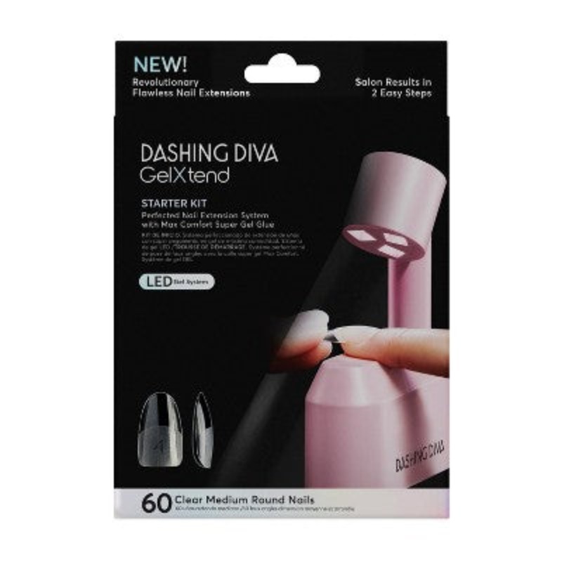 Dashing Diva Gel Xtend Fake Nails Starter Kit Medium Round 30ct – New