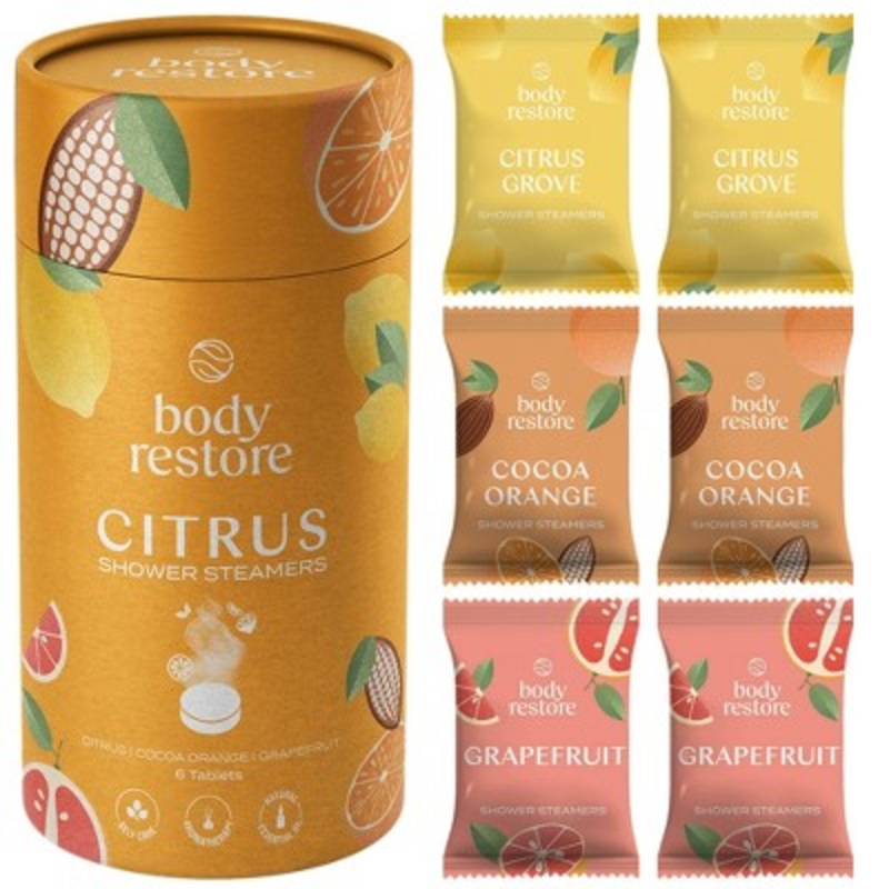 Body Restore Shower Steamers with 100% Natural Essential Oil Citrus 6ct – New