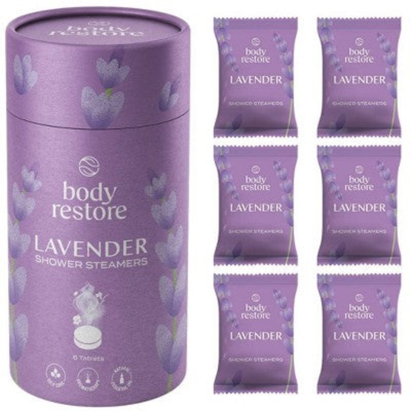 Body Restore Shower Steamers with 100% Natural Essential Oil Lavender 6ct – New