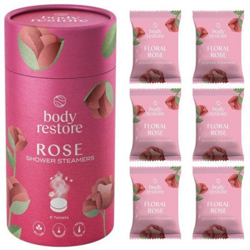 Body Restore Shower Steamers with 100% Natural Essential Oil Rose Shower 6ct – New