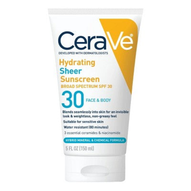 CeraVe Hydrating Sheer Sunscreen Lotion for Face and Body SPF 30 5oz – Imperfect Container