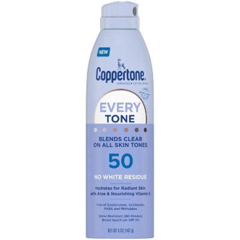Coppertone Every Tone Sunscreen Spray SPF 50 5oz – New