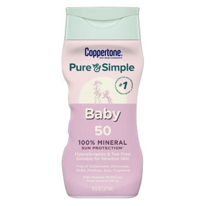 Coppertone Pure & Simple Baby Mineral Sunscreen SPF 50 6 fl oz – New
