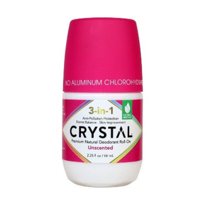 Crystal 3-in-1 Natural Mineral Roll-On Deodorant Unscented 2.25 fl oz – New