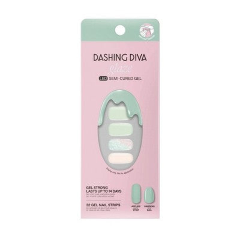 Dashing Diva Glaze Semi-Cured Gel Nail Polish Strips Emerald Marble 32ct – New