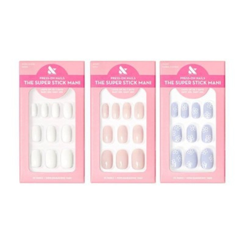 Olive & June Press-On Nails Bestsellers Pack Floral Doodle/Swan/Tutu 96ct/3pk – New