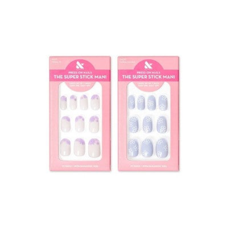 Olive & June Press-On Nails Floral Pack Floral Tip/Floral Doodle 64ct/2pk – New
