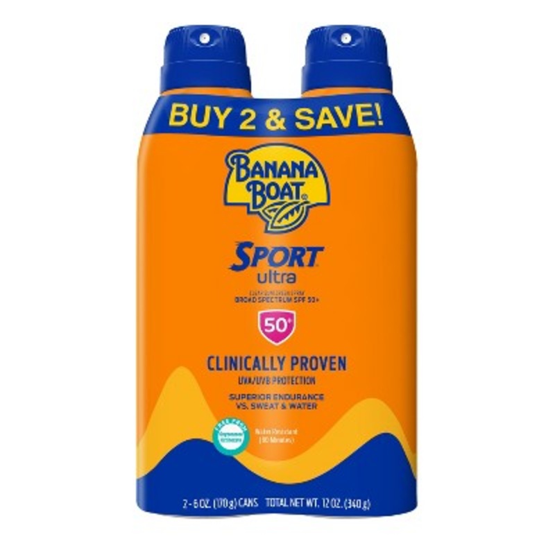 Banana Boat Ultra Sport Clear Spray Broad Spectrum Sunscreen SPF 50 6oz/2pk – New