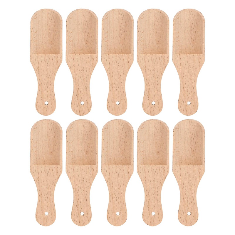 10 pcs Bath Salt Scoop Multipurpose Eco-Friendly Beech Wood Portable Salt Scoop for Bathroom Type 1 (9.7x3x1.4cm/3.8×1.2×0.55in)