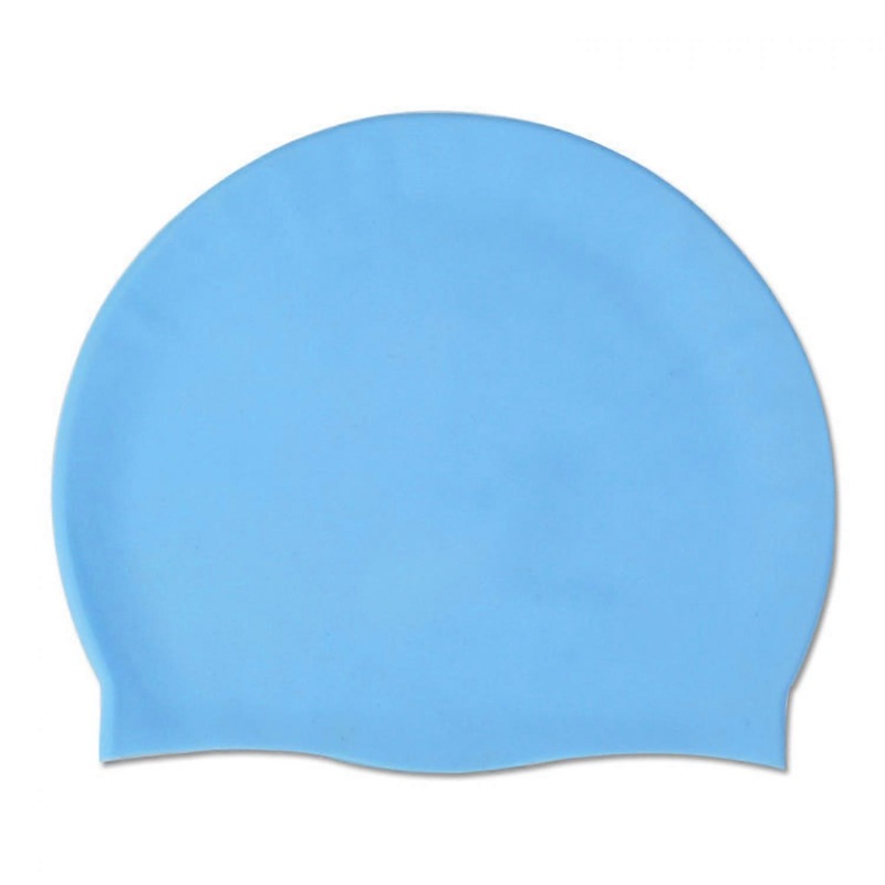 2 kids’ swim caps for long hair, silicone swim cap for girls, boys, children, teens with long curly hair, braids, light blue