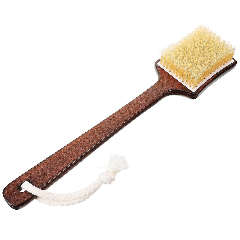 2Pcs Bath Brush for Back Scrubbing Wooden Handle Brown Shower Brush