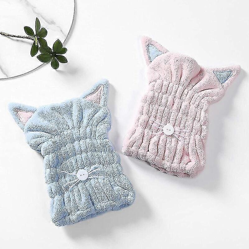 2pcs cat patterned swim cap kids hair hat pink blue