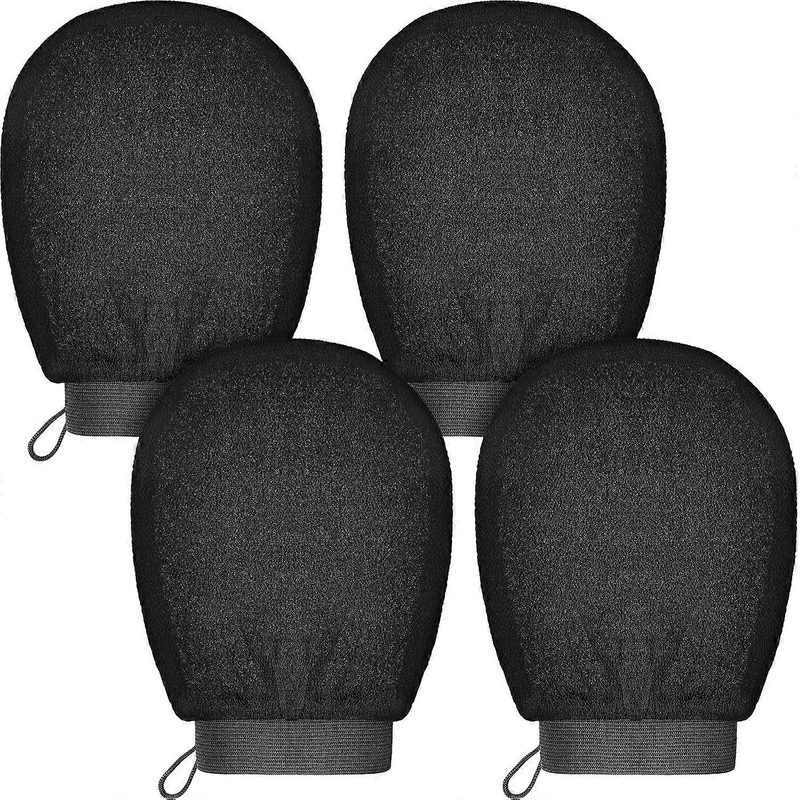4 Pieces Korean Exfoliating Mitts Deep Exfoliating Gloves Body Scrubber for Bath Shower Dead Skin Remover Keratosis Pilaris