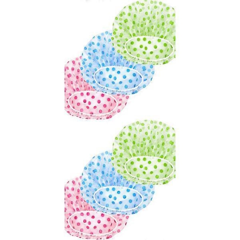 6 pcs Shower Cap Elastic Bath Cap Reusable Hat with Elastic Bands
