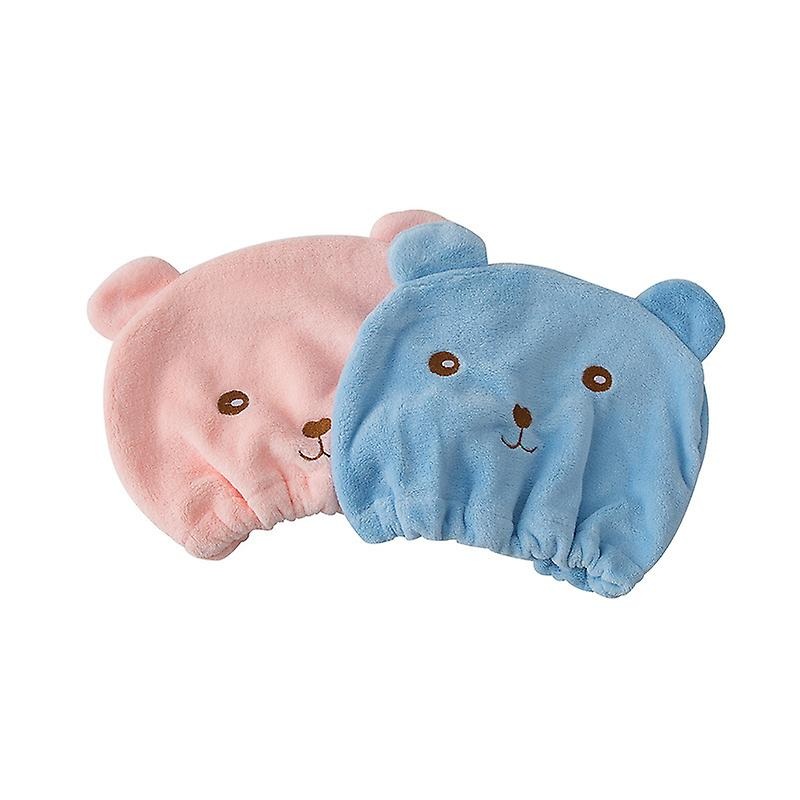 (Beige+Blue) 2 pcs Drying Cap Hair Towel Microfiber Hair Towel Turban Absorbent Face Towels Bath Towel Quick-drying Hair Cap