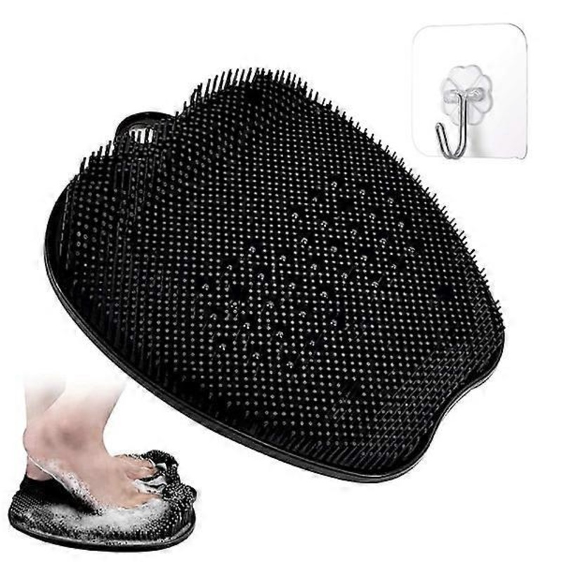 Black large foot scrub brush, silicone foot scrub brush with non-slip suction cups