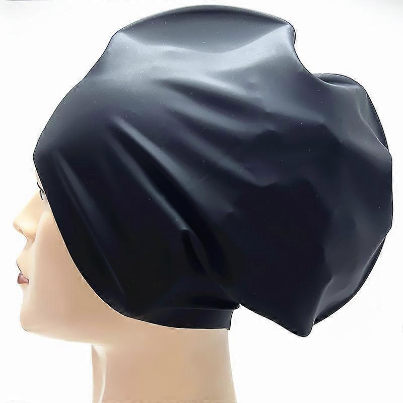 Black shower cap, shower cap for women, reusable, adjustable size, washable & waterproof shower cap (29 * 29.5cm)