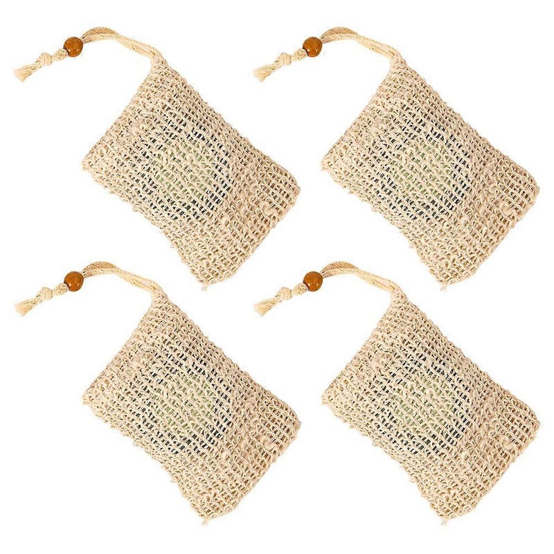 Cotton Linen Soap Net Bags for Foaming 4Pcs Multipurpose Drawstring Pouch