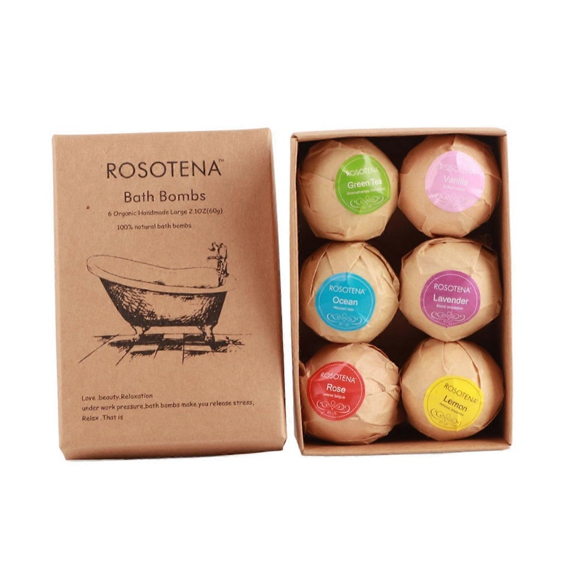 Lot de 6 bombes de bain artisanales, aromathrapie, relaxation, hydratantes, huiles essentielles, spa