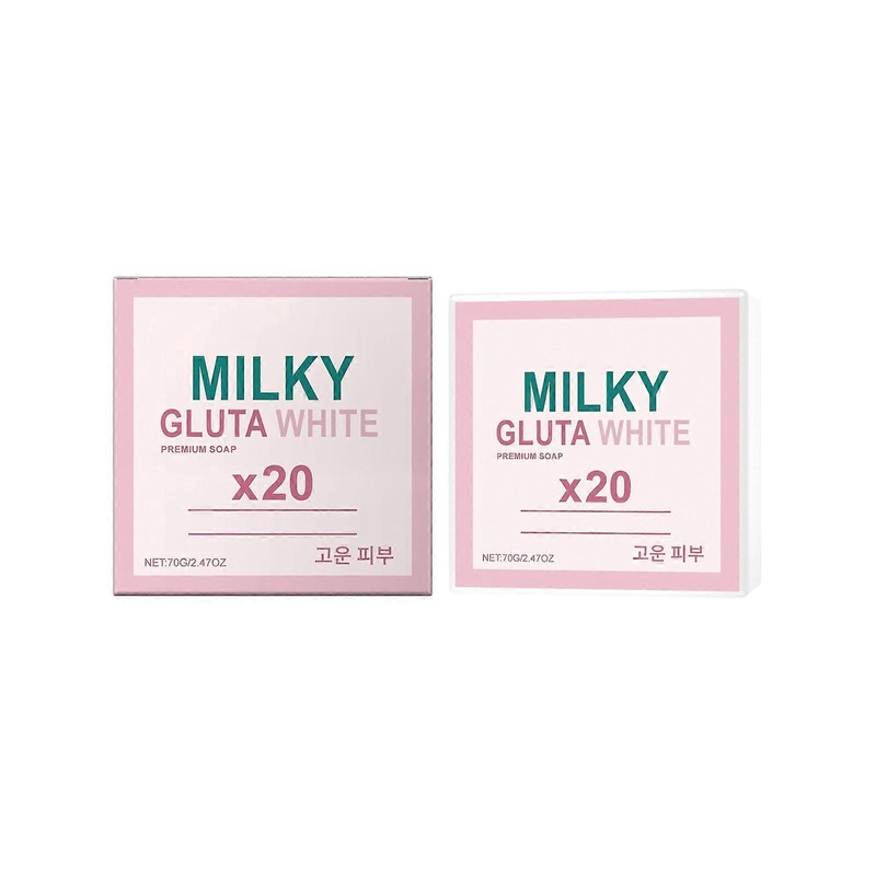 Milky Gluta White Soap 20x, 70g Gluta Milk Whitening Soap, Gluta Milk Soap, White Bar Soap for Face & Body Deep Cleaning Exfoliating NEW