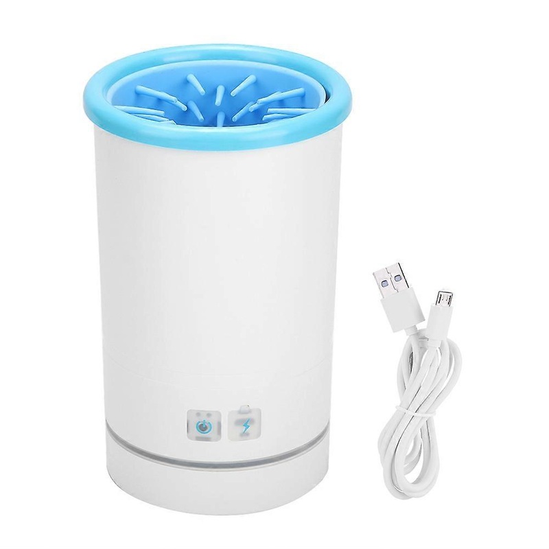Pet Dog Foot Wash Cup USB Charging Automatic Cat Cleaning Feet Equipment (blue&white M)