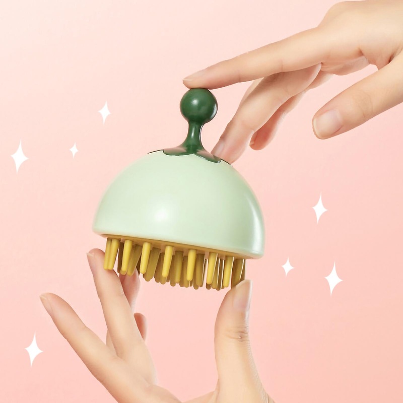 Scalp Brush Head Massage High Elasticity Quick Foaming Stimulate Blood Circulation Scalp Massager for Men Women Shampoo Green
