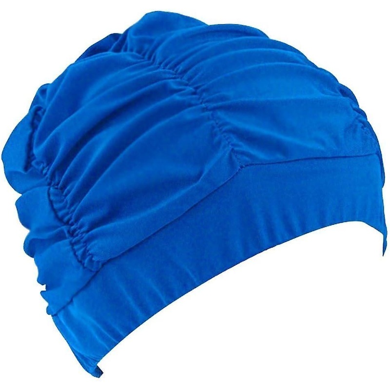 Women Girls Pleated Soft Fabric Cloth Cap/Hats/Turban Swim Cap for Hair Protection