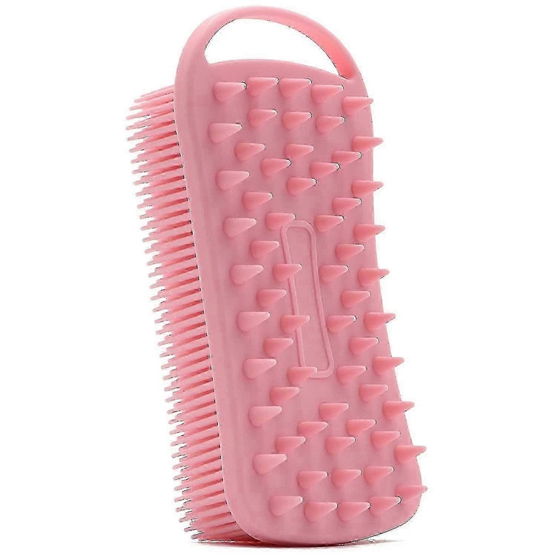 2 in 1 Silicone Loofah Square Shower Brush for Sensitive Skin (Black & Pink)