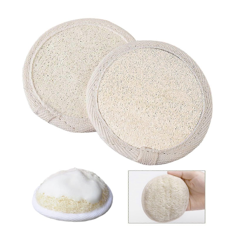 2 Pcs Natural Loofah Pads for Bathing and Showering