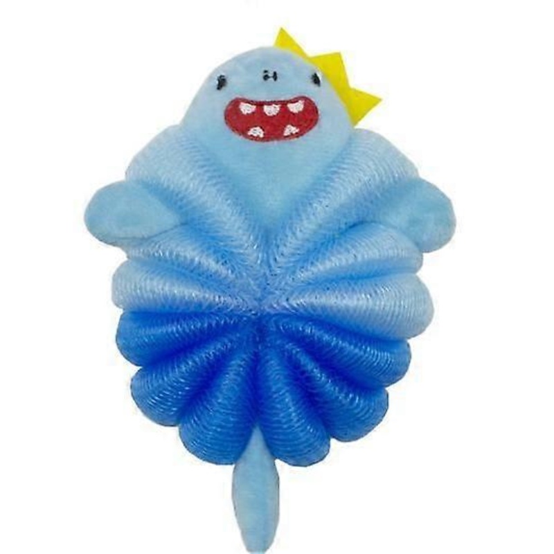 2pcs Baby Bath Sponge: Cartoon Shark Bath Sponges For Kids – Soft Mesh Body Shower Balls – Bathtub Exfoliating Body Scrubber