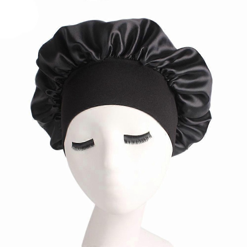 Women’s Satin Solid Wide-brimmed Hair Band Sleep Cap Chemotherapy Hat Hair Cap