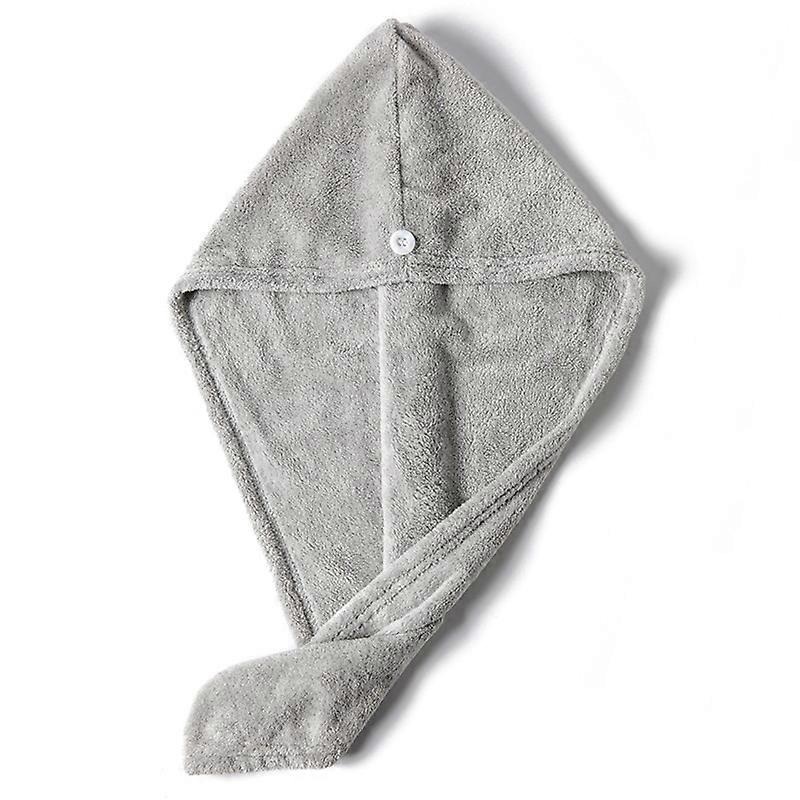 Women’s Thickening Dry Hair Cap Quick-drying Coral Fleece Dry Hair Towel Absorbent Bag Scarf New Shower Cap 25*65cmgray