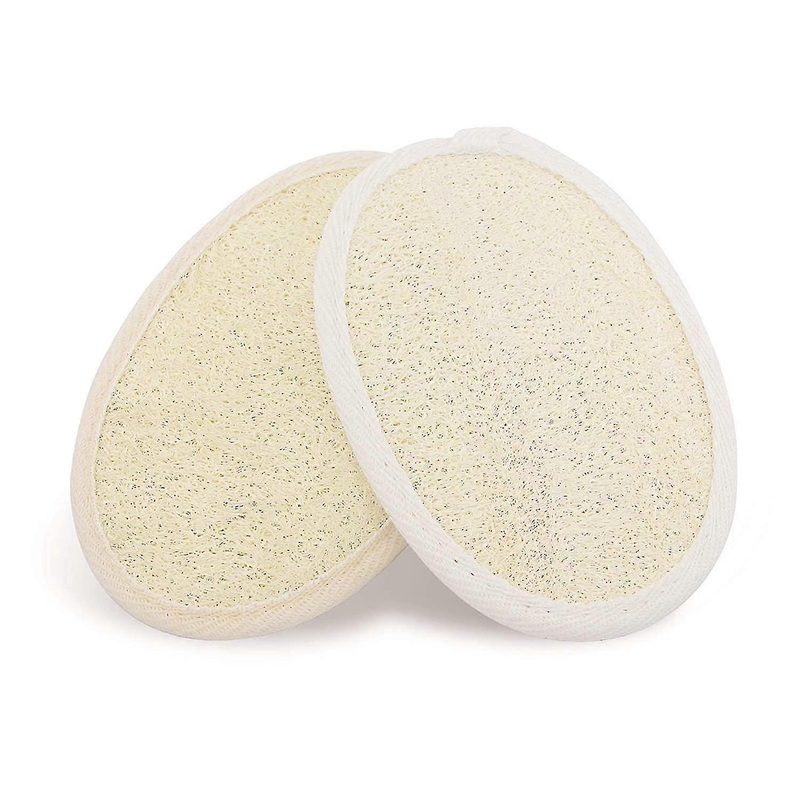 2 Pack Exfoliating Shower Loofah Sponge Pads, Body Scrubber For Men Women Removing Dead Skin, Made With Natural Luffa And Terry Cloth, 5.9×3.7in Loofa
